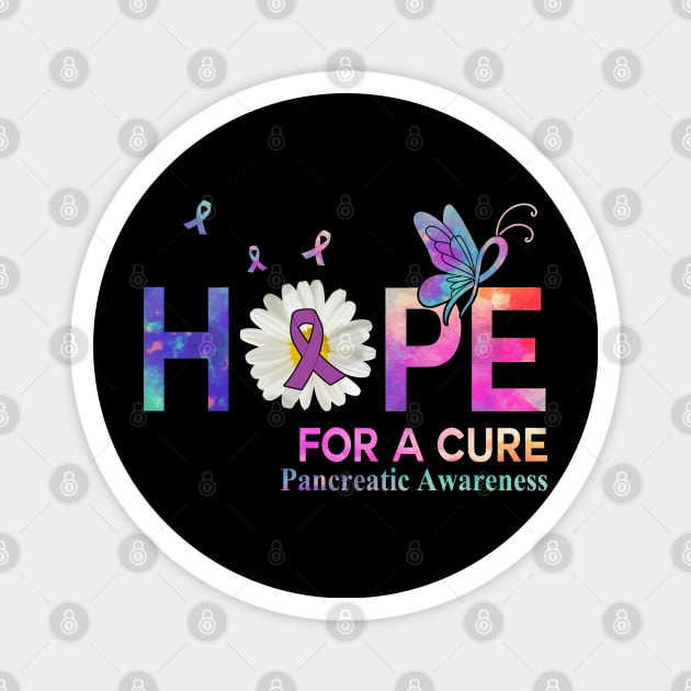 Hope For A Cure  Butterfly Flower Pancreatic cancer Magnet by HomerNewbergereq